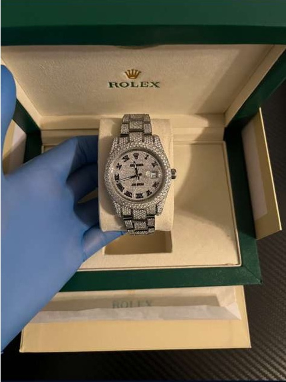 Rolex iced out Lab moissanite stone watch!
